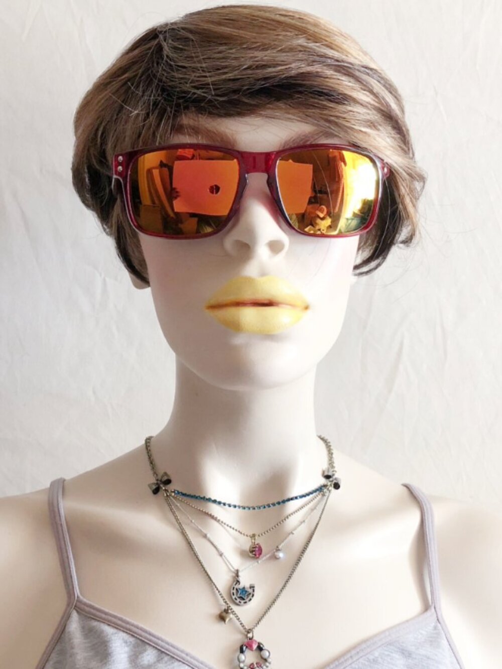 Transparent Red Sporty Square Shape Sunglasses
